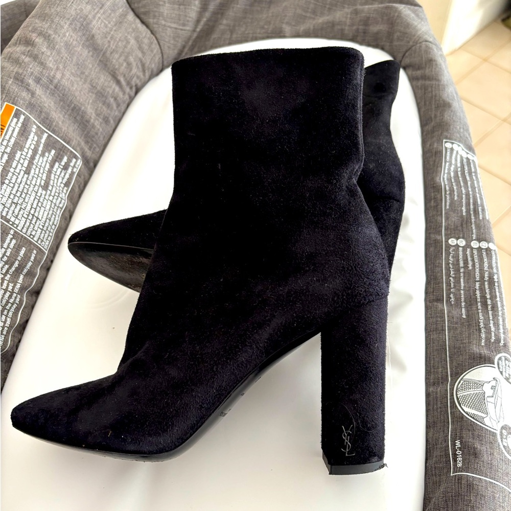 YSL black suede booties lightly worn good condition